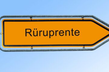 Gelbes Straßenschild mit der Aufschrift „Rürup-Rente“, das auf Wege zur Rürup Rente Kündigung hinweist.